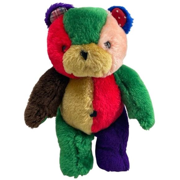 VTG 1996 PEE THE CHRISTMAS BEAR PATCHWORK TEDDY BEAR 9’ RARE PLUSHIE SQUEAKER - Picture 2 of 12